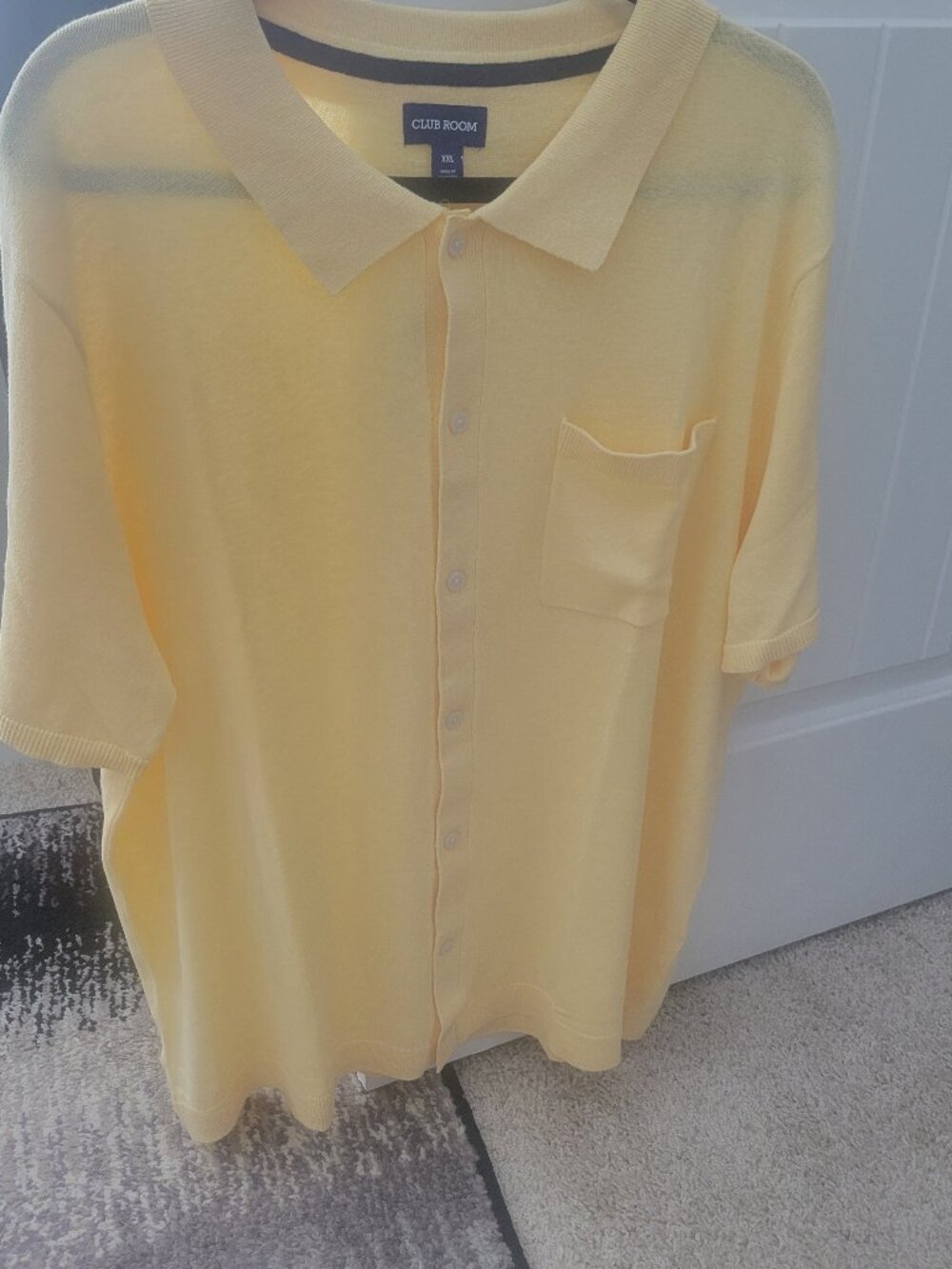 NWT MENS CLUB ROOM LINEN KNIT YELLOW LIGHT BUTTON UP SHIRT XXL